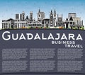 Guadalajara Mexico City Skyline with Color Buildings, Blue Sky and Copy Space Royalty Free Stock Photo