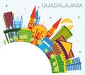 Guadalajara Mexico City Skyline with Color Buildings, Blue Sky and Copy Space Royalty Free Stock Photo