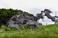 Horse sculptures at the stampede gazebo in Guadalajara