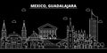Guadalajara silhouette skyline. Mexico - Guadalajara vector city, mexican linear architecture, buildings. Guadalajara Royalty Free Stock Photo