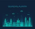 Guadalajara skyline Jalisco Mexico a vector linear