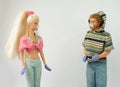 GUADALAJARA, SPAIN - MAY 14, 2020: Barbie and Ken are standing apart from each other, keeping safe distance for Covid-19