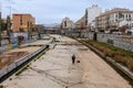 Guadalmedina river dividing the Malaga city into two halves. Andalusia, Spain