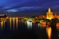 Guadalquivir River and the Torre del Oro in Sevile Royalty Free Stock Photo