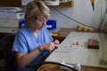 Guadalupe, Ecuador / May 27, 2014: Dental technician works on de