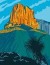 Guadalupe Mountains National Park with El Capitan Peak Texas United States WPA Poster Art Color