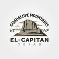 guadalupe mountains vintage logo vector illustration design with el capitan symbol