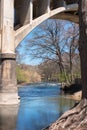 Guadalupe River as it flows under I35 bridge Royalty Free Stock Photo
