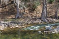 The Guadalupe River in Gruene Texas flow quietly in late winter