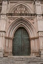 Guadalupe, Spain - May 23 2019: Royal Monastery of Santa Maria de Guadalupe, province of Caceres, Extremadura. Detail on the front Royalty Free Stock Photo