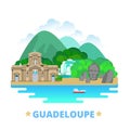 Guadeloupe country design template Flat cartoon st