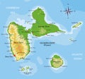 Guadeloupe islands highly detailed physical map Royalty Free Stock Photo