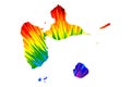 Guadeloupe - map is designed rainbow abstract colorful pattern