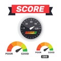 Guage icon. Credit score indicators and gauges vector set. Score