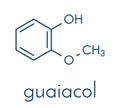 Guaiacol aromatic molecule. Responsible for the smoky taste of smoked foods. Skeletal formula.