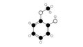 guaiacol molecule, structural chemical formula, ball-and-stick model, isolated image phenolic compound