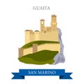 Guaita San Marino Europe flat vector attraction sight landmark