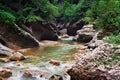 Guam canyon and Kurdzhips river at summer. Guamka village, Krasnodar region, Russia, Caucasus mountains