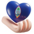 Guam flag with heart hand care