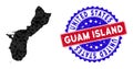 Guam Island Map Triangle Mesh and Distress Bicolor Seal