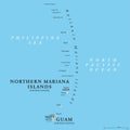 Guam and Northern Mariana Islands, unincorporated US territories, political map