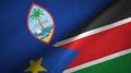 Guam and South Sudan two flags textile cloth, fabric texture