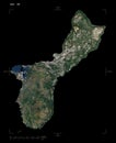 Guam - USA shape on black. Low-res satellite