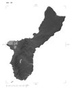 Guam - USA shape on white. Grayscale