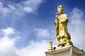 'Guan Yin', Goddess of Mercy, Golden statue of bodhisattva in Trang,Thailand. Royalty Free Stock Photo