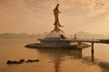 Guan Yin Statue Monument of Macau in the late evening with golden sunlight