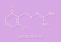 Guanabenz antihypertensive drug molecule. Skeletal formula.