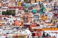 Guanajuato City historic center. Colorful homes built on hillside. Guanajuato State, Mexico