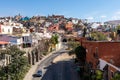 Guanajuato City historic center. Colorful homes built on hillside. Guanajuato State, Mexico