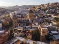 Guanajuato City, Mexico, aerial view of historical buildings. Close up of Templo de San Felipe Neri