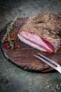 Guanciale dried speck ÃÂ° ham, Italian cured meat