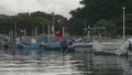 Guandu Harbor, Docked Fishing Boats and Small Motor Boats, Taipei, Pan shot