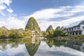 GUANGXI, CHINA- NOV. 23, 2016: View of Jiuzhou, Jingxi. a town w