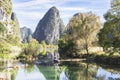 GUANGXI, CHINA- NOV. 23, 2016: View of Jiuzhou, Jingxi. a town w