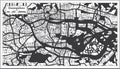 Guangzhou China City Map in Black and White Color in Retro Style. Outline Map