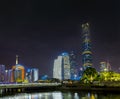 GUANGZHOU, CHINA - Dec. 29, 2018: night view of Guangzhou cityscape with skyscrapers and modern buildings in Zhujiang business Royalty Free Stock Photo