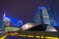 GUANGZHOU, CHINA - Dec. 29, 2018: night view of Guangzhou Opera House, skyscrapers and modern buildings in Zhujiang business Royalty Free Stock Photo