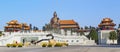 Laozi statue and traveler in yuanxuan taoist temple guangzhou ,