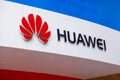 Guangzhou, China - May, 2019: Huawei store sign. Huawei is a Chinese and largest telecommunications equipment vendor in the world