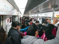 Guangzhou, China: take the subway traffic, a lot of people, more crowded