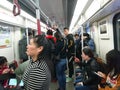 Guangzhou, China: take the subway traffic, a lot of people, more crowded