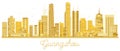 Guangzhou City skyline golden silhouette.