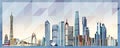 Guangzhou skyline vector colorful poster on beautiful triangular texture background