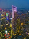Guangzhou Chow Tai Fook Financial Center in the evening Royalty Free Stock Photo