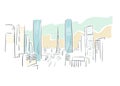 Guangzhou Guangdong province China vector sketch city illustration line art sketch Royalty Free Stock Photo