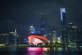 Guangzhou, China city skyline panorama over the Pearl River.